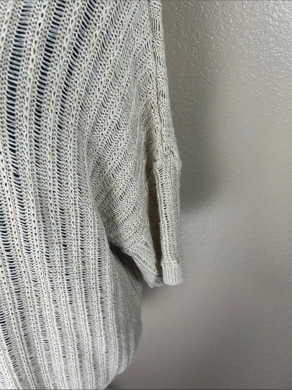 Topman Cream Open-Weave Scoop Neck Sweater